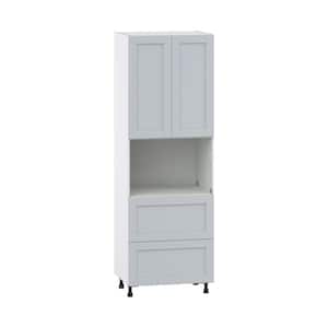 Cumberland Light Gray Shaker Assembled Pantry Microwave Kitchen 2 Drawers Cabinet (30 in. W x 89.5 in. H x 24 in. D)