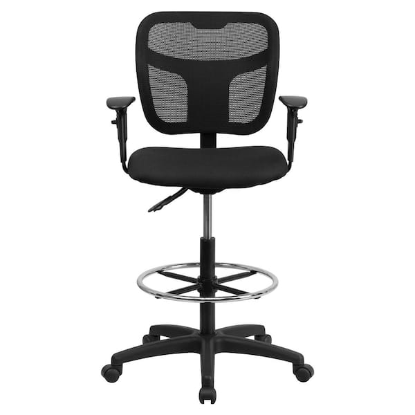 Furniture of America Ethan Regular Black Mesh Seat Ergonomic Office Chair with Adjustable Height and Adjustable Arms