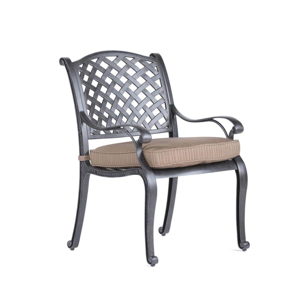 Castle Rock Cast Aluminum Outdoor Dining Arm Chair with Dupione Brown Cushion price history on PriceWatchPro