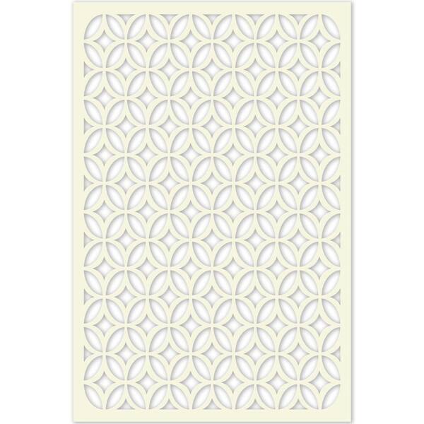 Acurio Latticeworks 1/4 in. x 32 in. x 4 ft. Beige Moors Ellipses Vinyl Decor Panel