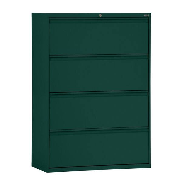 Sandusky 800 Series 30 in. W 4-Drawer Full Pull Lateral File Cabinet in Forest Green