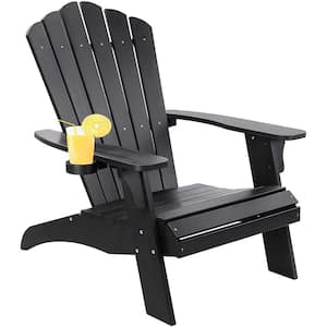 Classical Black Folding Plastic Composite Adirondack chair with Cup Holder