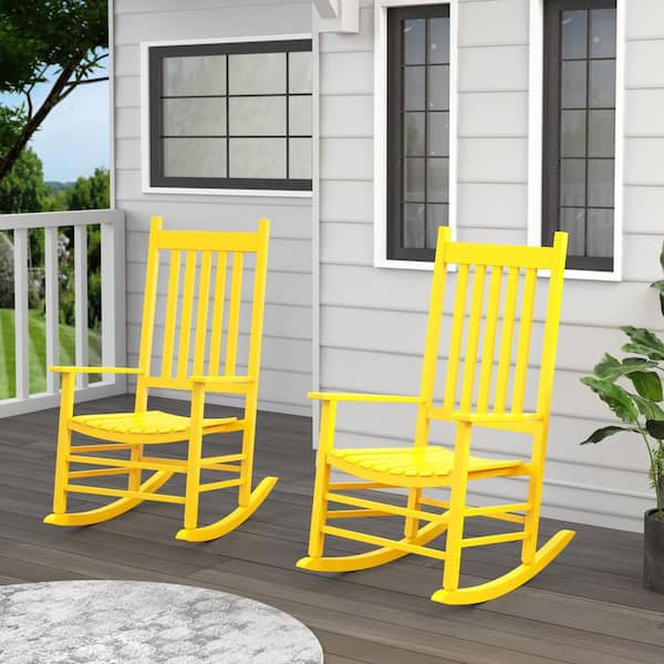 Shine Company 46 in H Yellow Wood Vermont Outdoor Rocking Chair (2