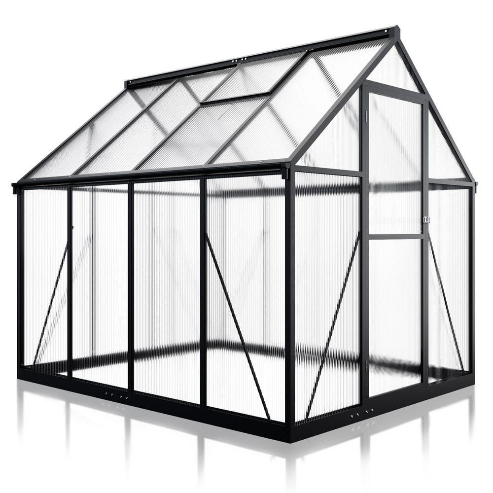 6 ft. W x 7 ft. D Black Polycarbonate Greenhouse with Roof Vent Quick Setup