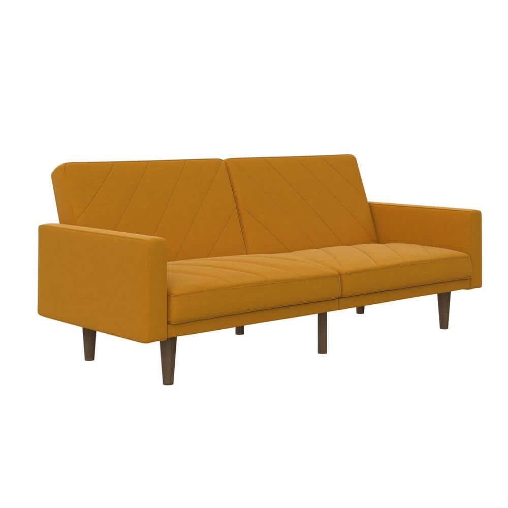 DHP Paige Mustard Yellow Linen Upholstered Futon DE74506 The Home Depot