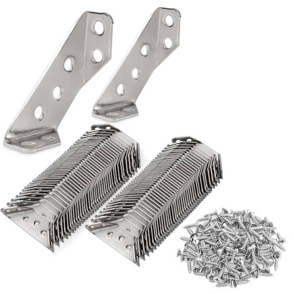 KIWDZFU Universal Stainless Steel Trapeziform Angle Corner Brackets with Screws Heavy Duty for Wood Furniture Cabinets 40 Pack