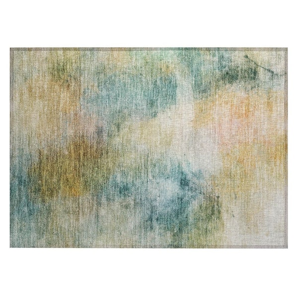 Chantille Machine Washable Indoor/Outdoor Abstract ACN2883 Teal 2 ft. x 3 ft. Accent Rug