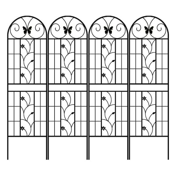 Oyezvary 71 in. x 19.7 in. Double Protection Metal Garden Trellis for Climbing Plants Outdoor Flower Support in Black (4-Pack)