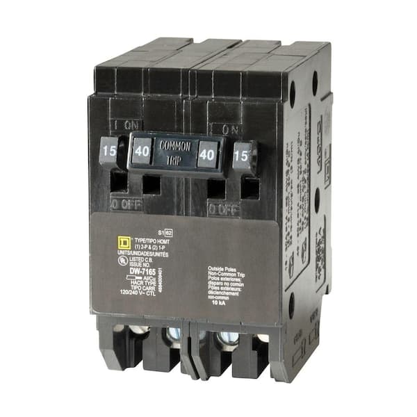 Square D Homeline (2) 15 Amp Single-Pole (1) 40 Amp 2-Pole Quad Tandem  Circuit Breaker HOMT1515240CP - The Home Depot