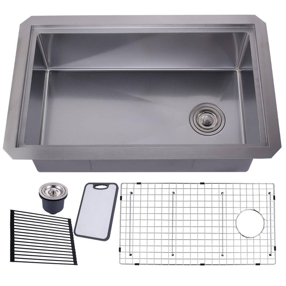 30 in. Drop-In/Undermount Single Bowl 16 Gauge Stainless Steel Kitchen Sink with Bottom Grids and Cutting Board price history on PriceWatchPro