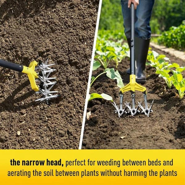 MISOPILY 61 in. 6-Tine Aluminum Handle Hand Cultivator with