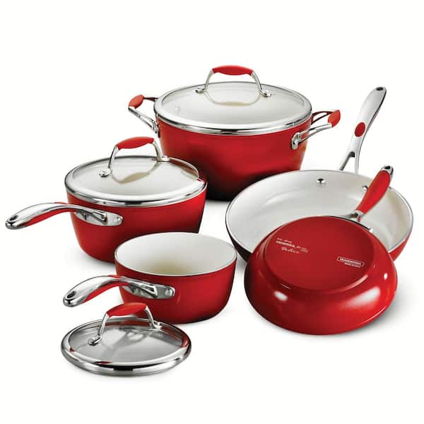 Tramontina Gourmet Ceramica Deluxe 8-Piece Metallic Red Cookware Set with Lids