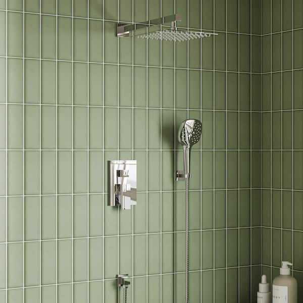 EVERSTEIN Single-Handle 4-Spray Square Shower Faucet and Handheld Shower Head 2.5 GPM with Anti Scald in. Chrome