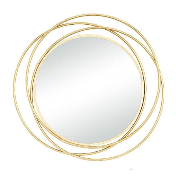 Litton Lane 41 in. x 41 in. Round Framed Gold Wall Mirror with Overlapping Circles and Foiled Finish