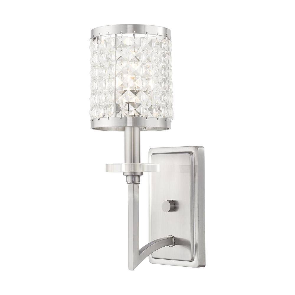 Brushed Nickel Wall Sconce with Clear Crystal Shade