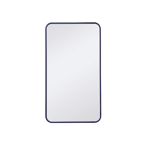 Unbranded Timeless Home 36 in. H x 20 in. W Blue Modern Soft Corner Rectangular Wall Mirror