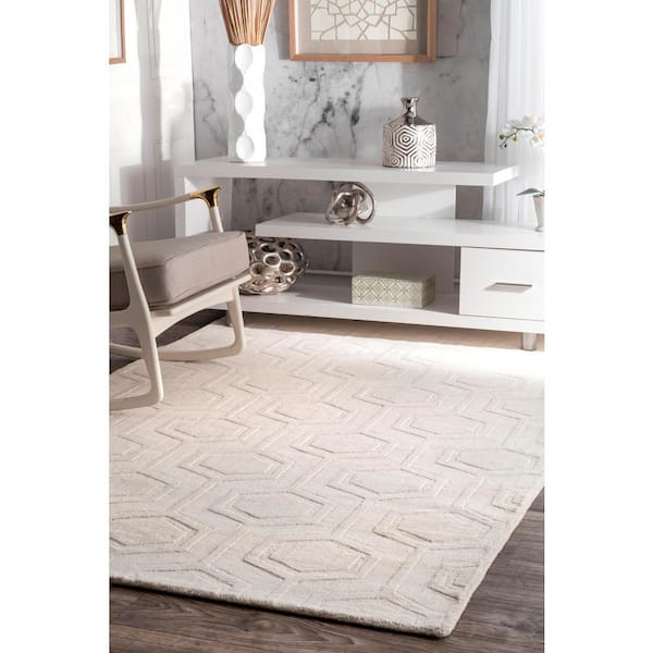 Ambrose Geometric Ivory 9 ft. x 12 ft. Area Rug