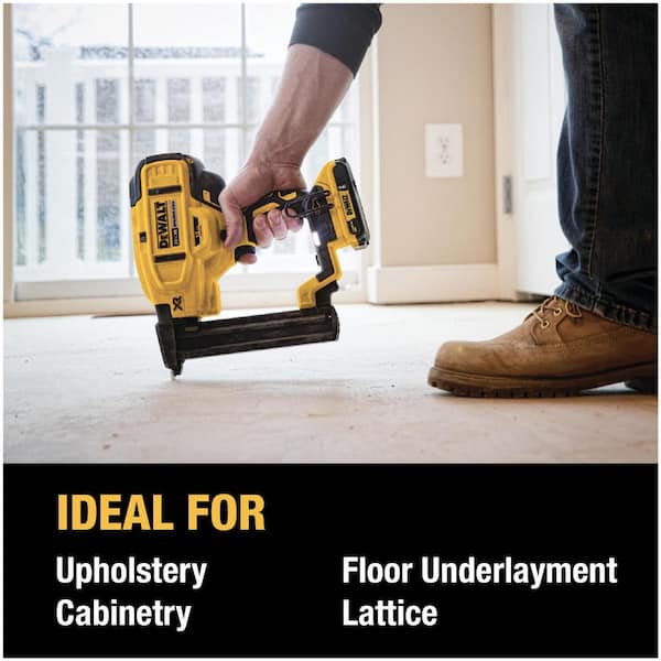 DEWALT - 20V MAX XR Lithium-Ion Cordless 18-Gauge Narrow Crown Stapler Kit with 2.0Ah Battery, Charger and Contractor Bag