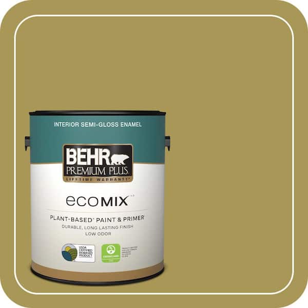 1 gal. #390D-6 Spring Moss Semi-Gloss Enamel EcoMix Plant-Based Interior Paint & Primer