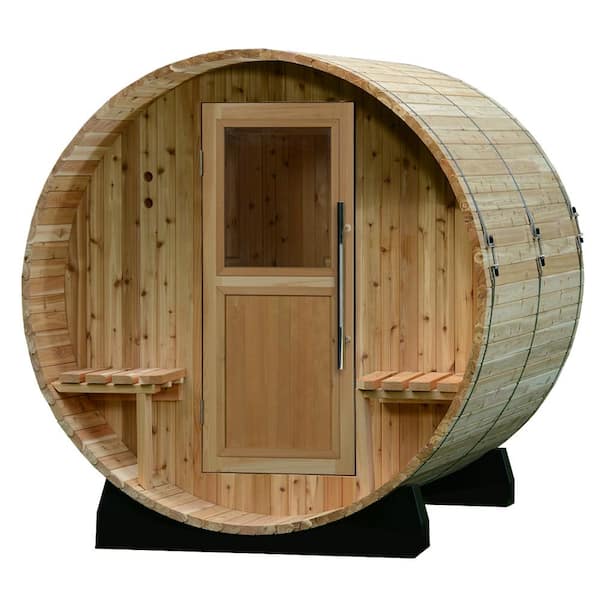 ALMOST HEAVEN SAUNAS Audra Cedar 4-Person Electric Canopy Barrel Sauna