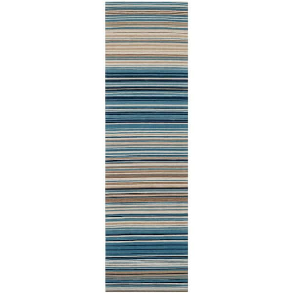 SAFAVIEH Marbella Blue/Multi 2 ft. x 8 ft. Striped Runner Rug