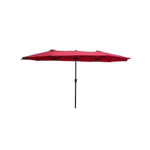 15 ft. x 9 ft. Double-Sided Patio Umbrella Outdoor Market Extra Large Waterproof Twin Umbrellas with Crank & Wind Vents