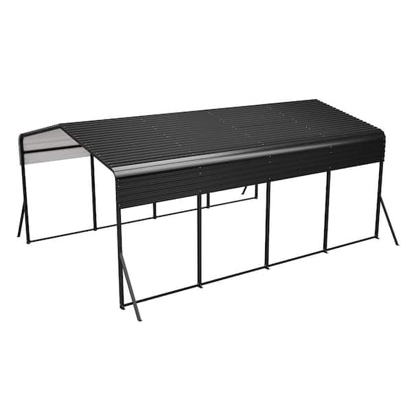 13x20' Metal Carport Garage with Upgraded Triangle Frame, 4 Poles, Galvanized Steel Roof, for 1 Car