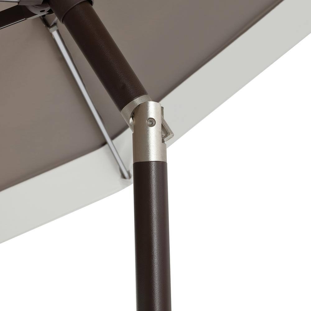 Spencer 9 ft. Gray and White Aluminum Solar LED Market Patio Umbrella