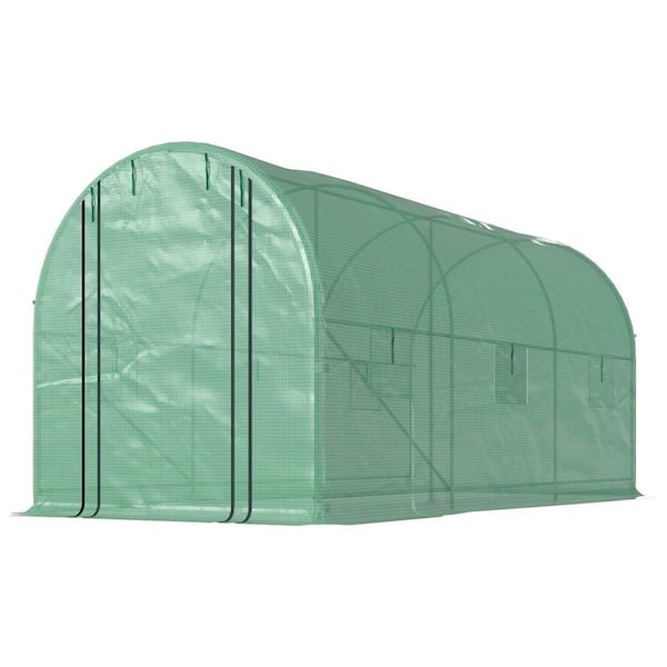 78.30 in. W x 175.6 in. D x 78.7 in. H Walk-in Tunnel Greenhouse With 2 Support Rods, Plant Hot House, Green PE Cover