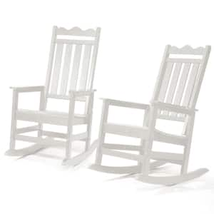 Set of 2 White HDPE Plastic Patio Outdoor Rocking Chair Pre-Assembled