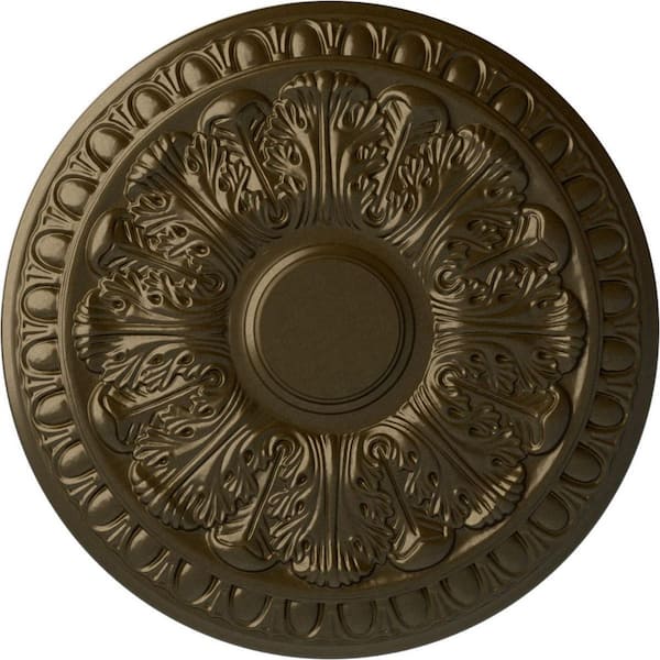 Ekena Millwork 15-3/4" x 1-1/2" Colton Urethane Ceiling Medallion (Fits Canopies upto 4-3/4"), Brass