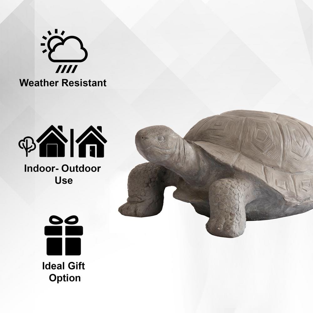 30.3" Light Grey Polystone Turtle Garden Statue