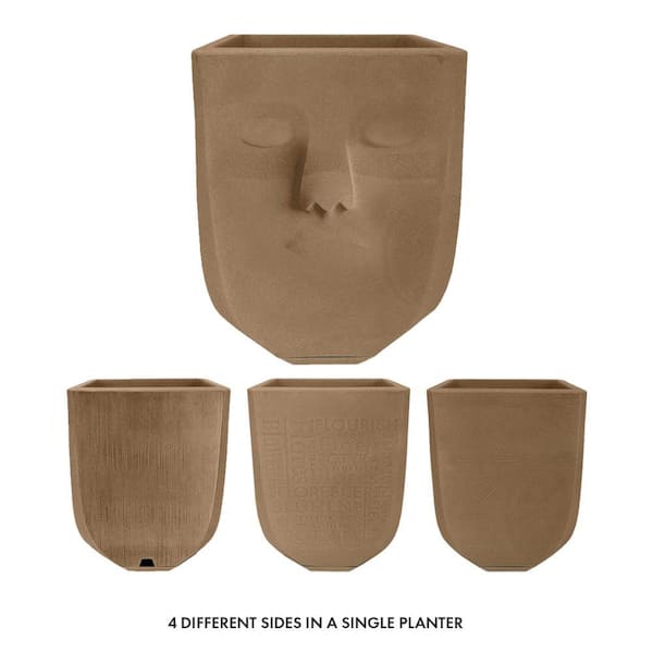 4You 13.8 in. x 17.3 in. Beige Polyethylene Resin Planter