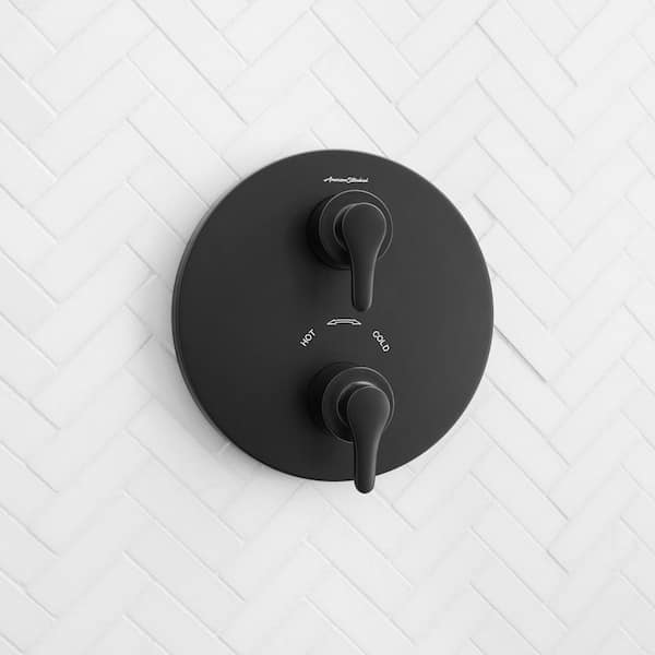 Studio S 2-Handle Thermostatic Valve Trim Kit in Matte Black with Separate Volume Control (Valve Not Included)