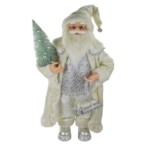 2 ft. Standing Santa Christmas Figure Carrying a Green Pine Tree