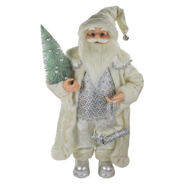 Northlight 2 ft. Standing Santa Christmas Figure Carrying a Green Pine Tree