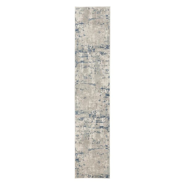 2 ft. x 16 ft. White Abstract Washable Area Rug