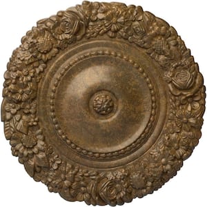 21 in. x 2 in. Marseille Urethane Ceiling Medallion (Fits Canopies upto 7-3/8 in.), Rubbed Bronze