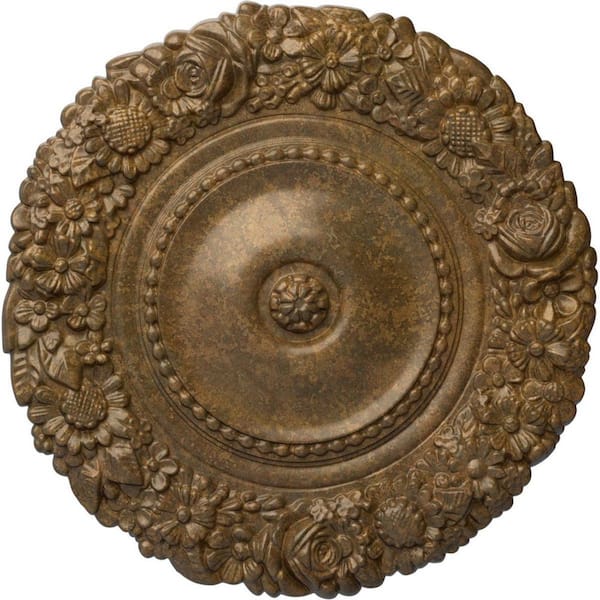 Ekena Millwork 21 in. x 2 in. Marseille Urethane Ceiling Medallion (Fits Canopies upto 7-3/8 in.), Rubbed Bronze