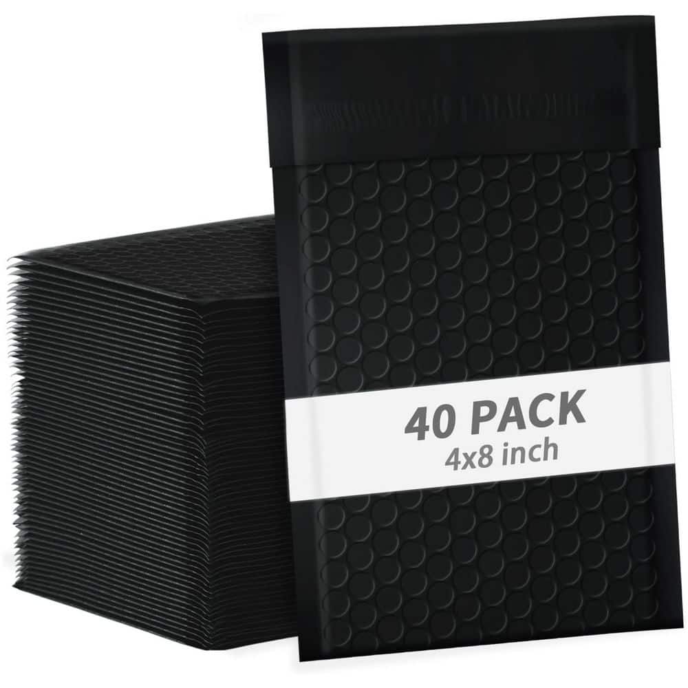 4 x 8 in. Black Bubble Mailers Self-Seal Poly Padded Envelopes 40