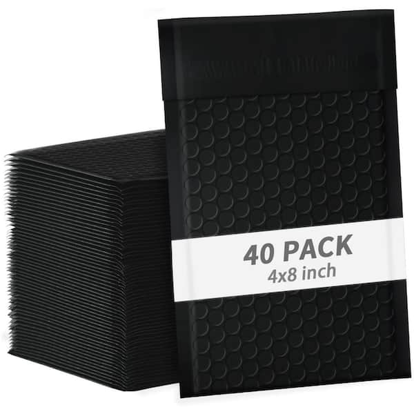 4 x 8 in. Black Bubble Mailers Self-Seal Poly Padded Envelopes 40 Pack for Jewelry Cosmetics Electronics Cards