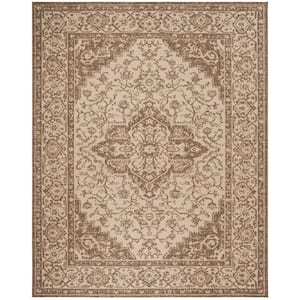 Beach House Cream/Beige 9 ft. x 12 ft. Oriental Indoor/Outdoor Patio  Area Rug