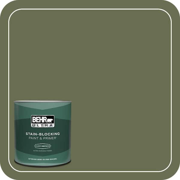 BEHR ULTRA 1 qt. #S380-7 Global Green Extra Durable Semi-Gloss Enamel Interior Paint & Primer