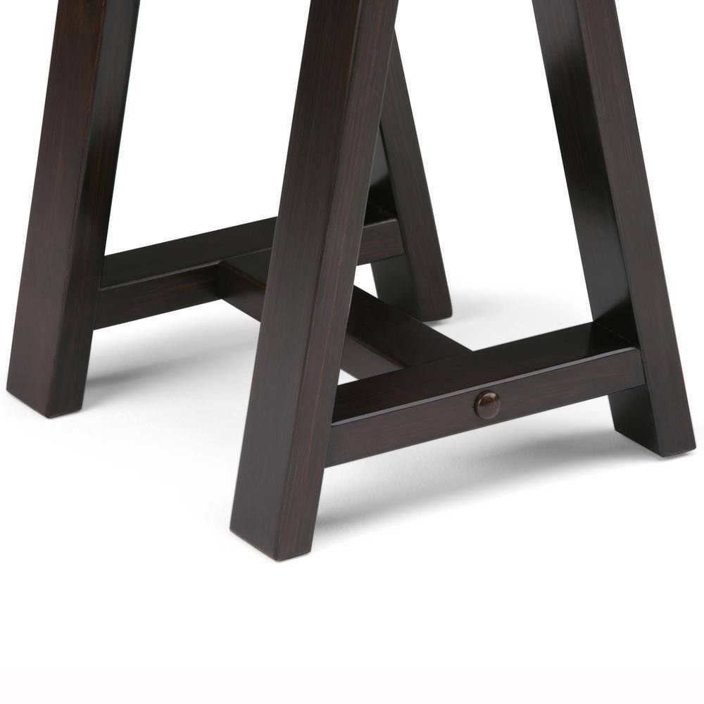 Sawhorse Dark Chestnut Brown Solid Wood Console Table with Storage