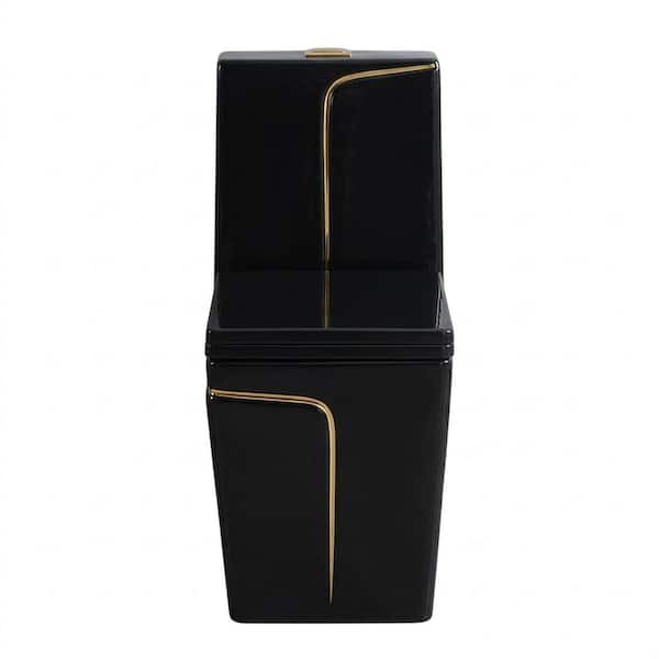 12 in. Rough In 1.98 Gal. Dual Flush GPF Elongated 1-Piece Toilet in Black with Seat