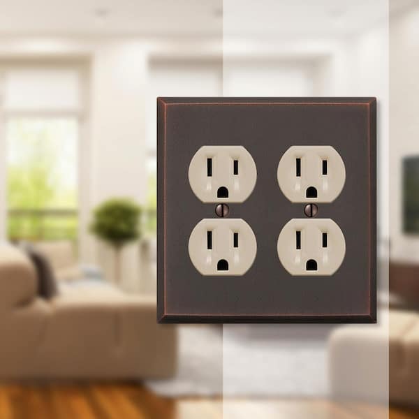 Manhattan 2 Gang Duplex Metal Wall Plate - Aged Bronze
