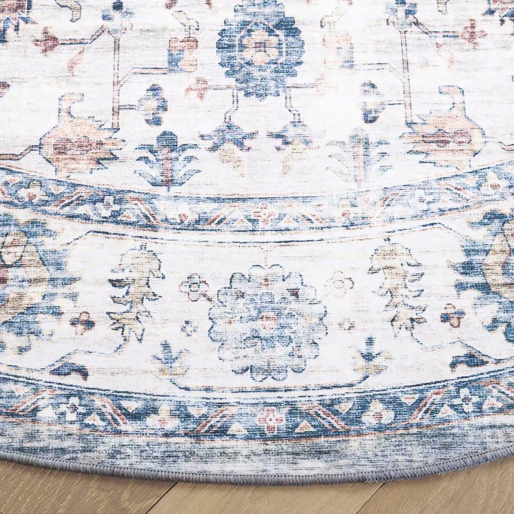 Arizona Light Blue/Ivory Round Synthetic Area Rug