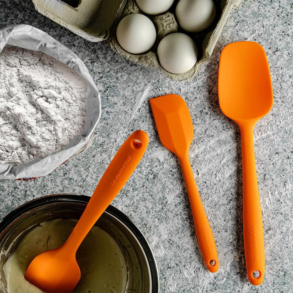 5-Piece Orange Silicone and Stainless Steel Cooking Utensils Set