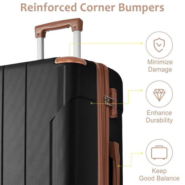 Merax Black Brown Lightweight 2-Piece Expandable ABS Hardshell