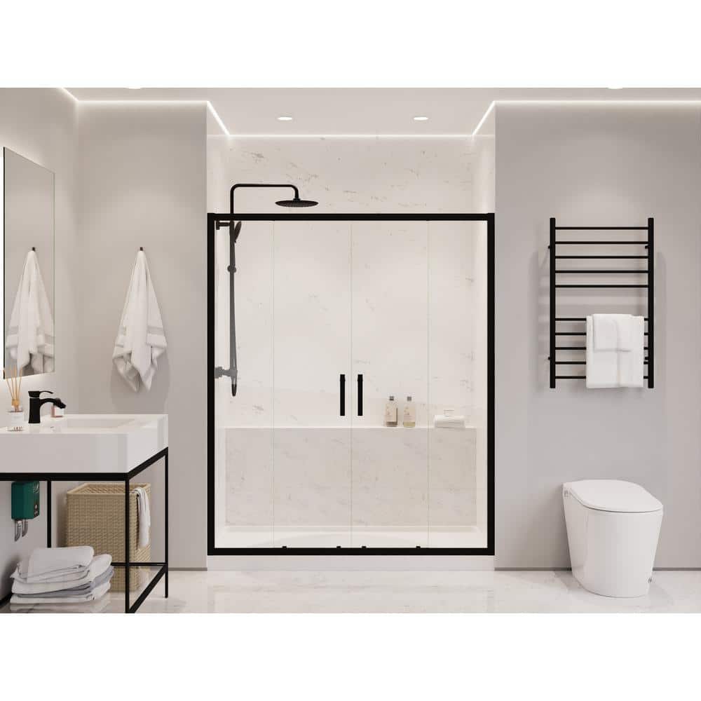 Matte Black 70" x 60.4" Framed Sliding Shower Door